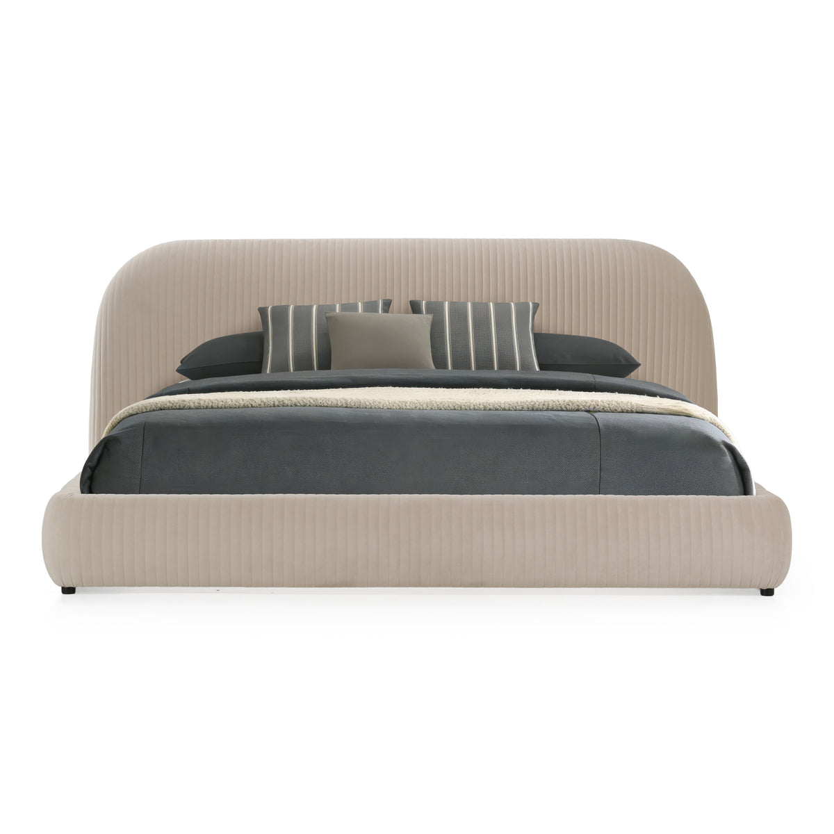 Hortman - Modern Beige Velvet Bed by VIG Furniture - View 1