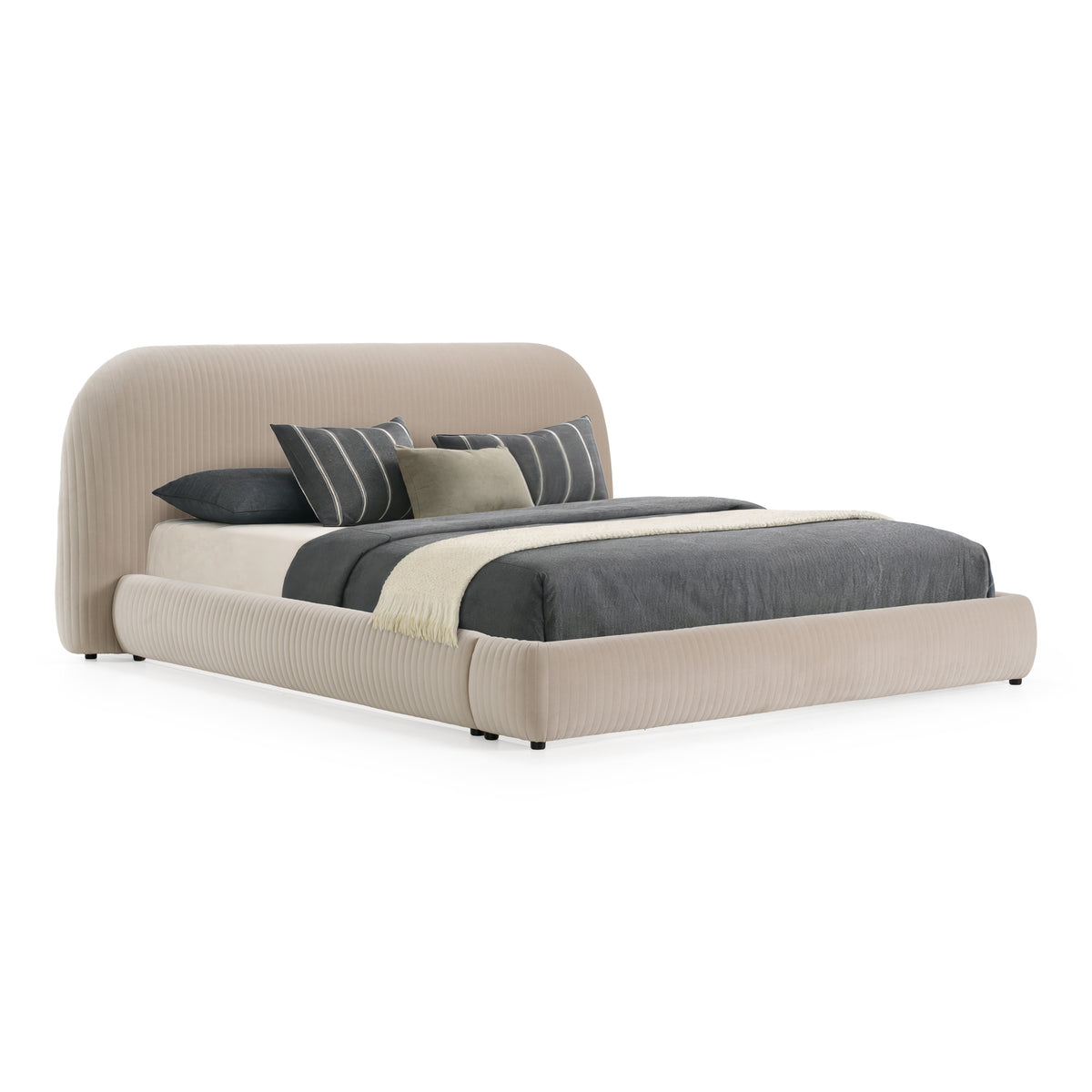 Hortman - Modern Beige Velvet Bed by VIG Furniture - View 3