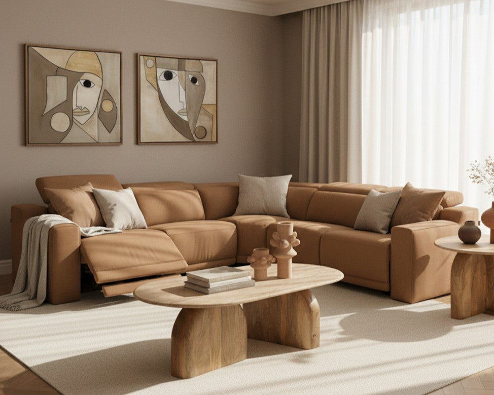Horton - Modern Brown Fabric Sectional Sofa w/ 3 Recliners by VIG Furniture - View 8