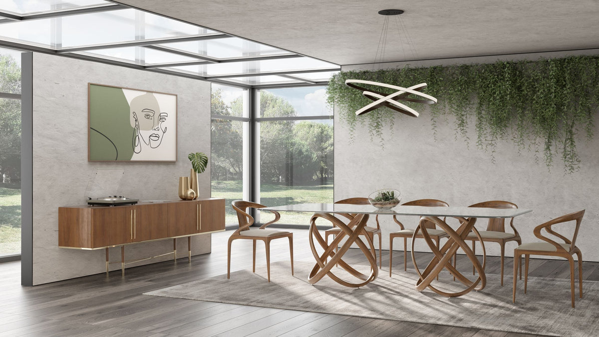 Mason Modern Glass & Walnut Dining Table by VIG Furniture - View 3