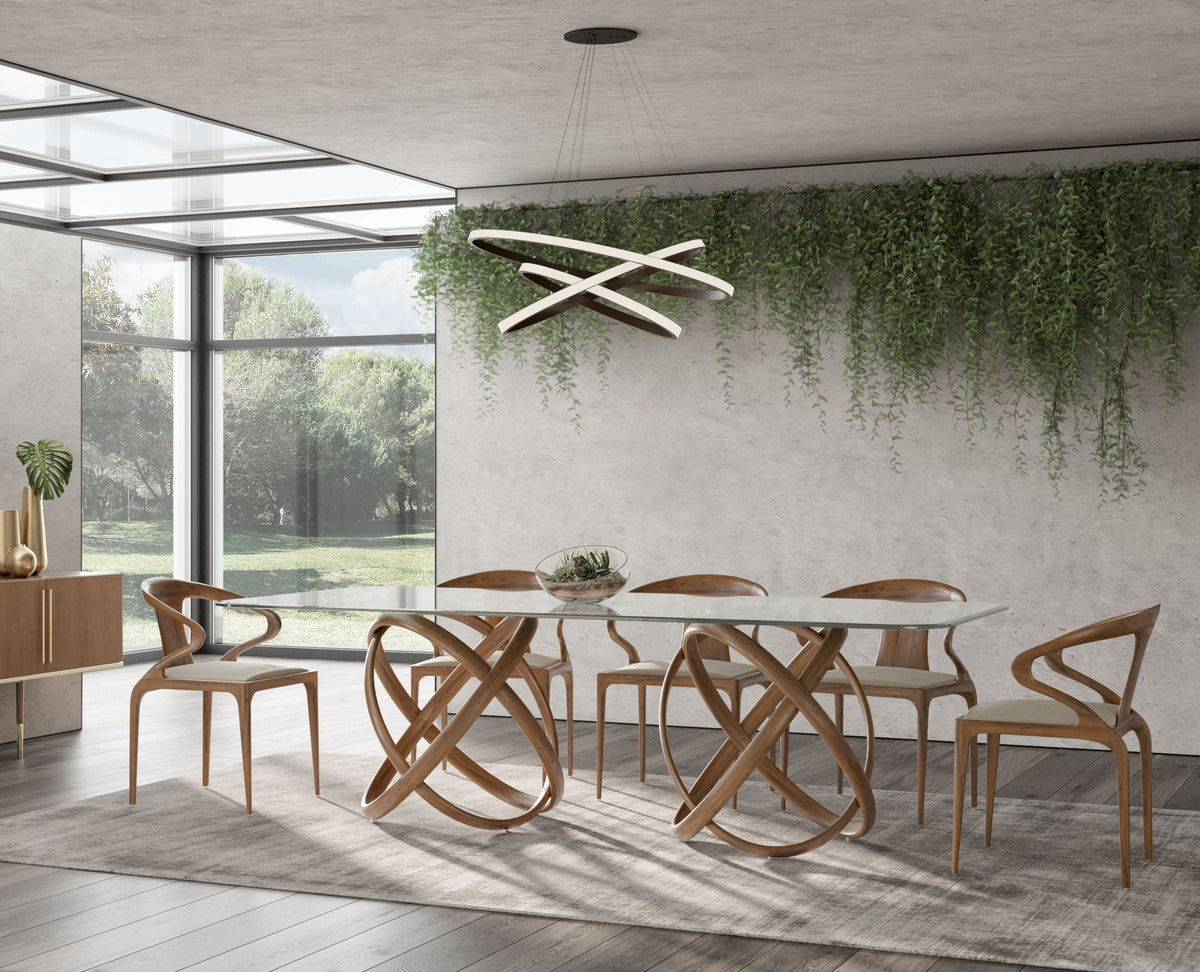 Mason Modern Glass & Walnut Dining Table by VIG Furniture - View 4