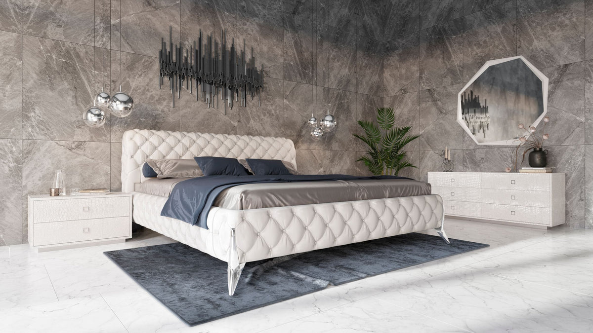 Eastern King Legend Modern White Bonded Leather Bed by VIG Furniture - View 1