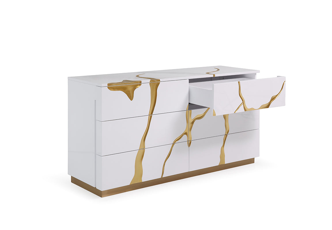 Aspen Modern White & Gold Dresser by VIG Furniture - View 3