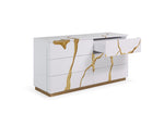 Aspen Modern Wide White and Gold Dresser by VIG Furniture - View 3