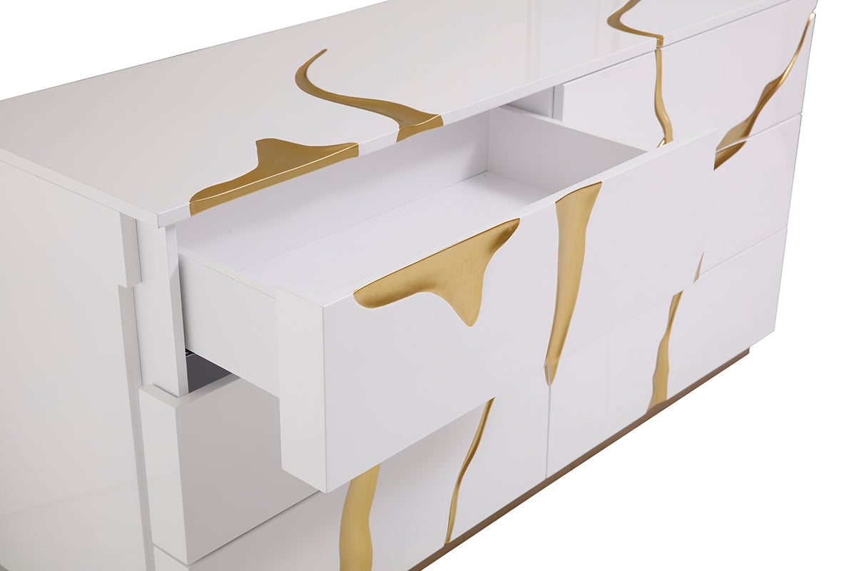 Aspen Modern Wide White and Gold Dresser by VIG Furniture - View 5