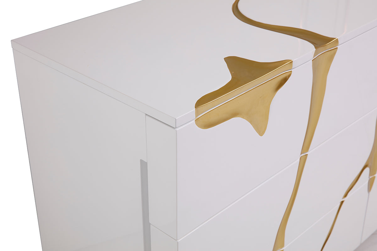 Aspen Modern Wide White and Gold Dresser by VIG Furniture - View 4