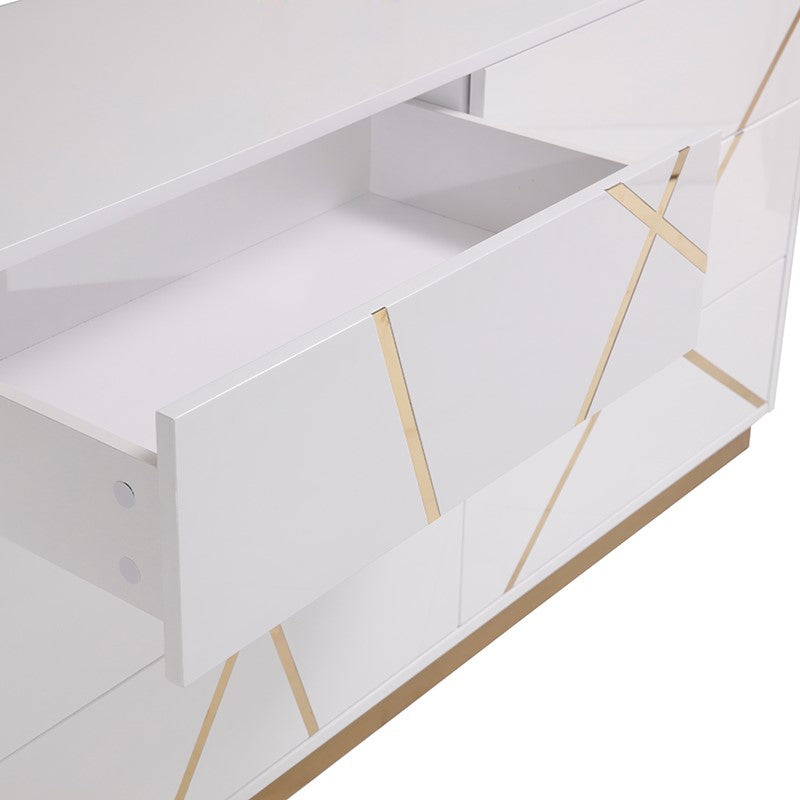 Nixa Modern Wide White and Gold Dresser by VIG Furniture - View 4