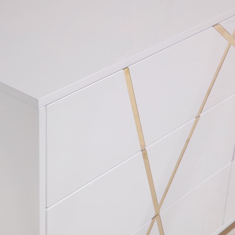 Eastern King Nixa - Modern White + Gold Bedroom Set