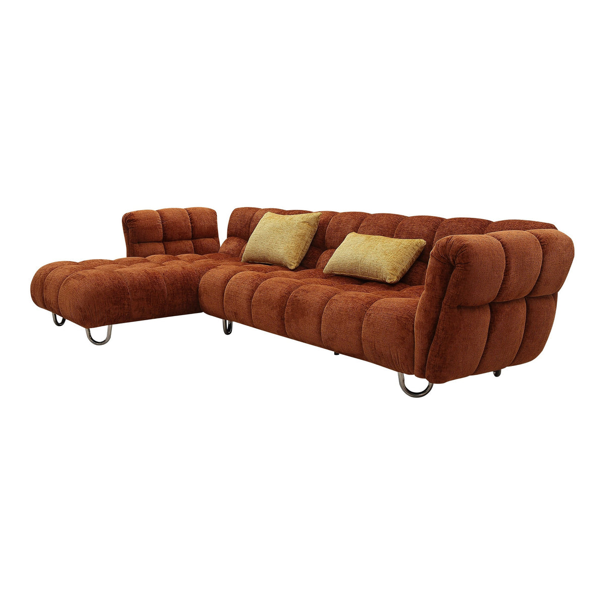 Jacinda - Modern Burnt Orange Fabric Left Facing Sectional Sofa + 2 Yellow Pillows by VIG Furniture - View 9