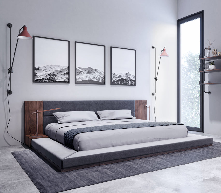Queen Jagger Modern Dark Grey & Walnut Bed by VIG Furniture - View 1