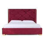 Janet - Modern Red Velvet + Gold Bed by VIG Furniture - View 1