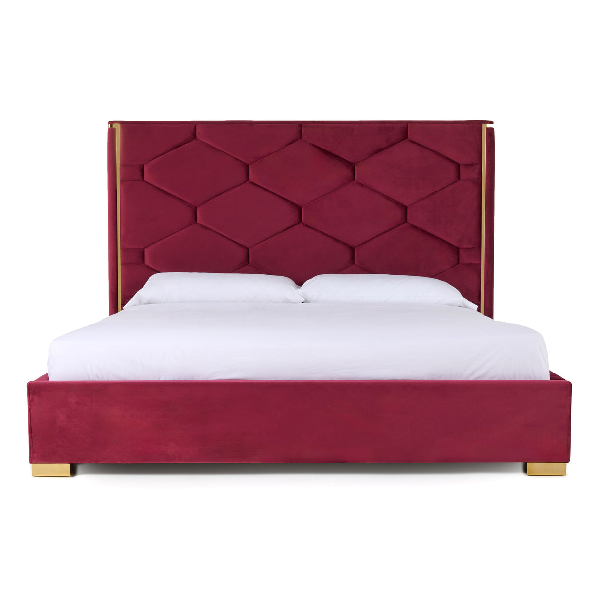 Queen Janet - Modern Red Velvet + Gold Bed by VIG Furniture - View 1