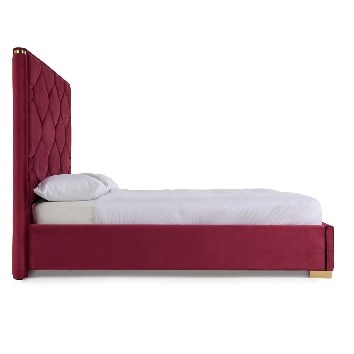 Janet - Modern Red Velvet + Gold Bed by VIG Furniture - View 3