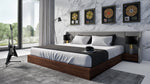 Janice - Modern Grey Fabric and Walnut Bed and Nightstands by VIG Furniture - View 2