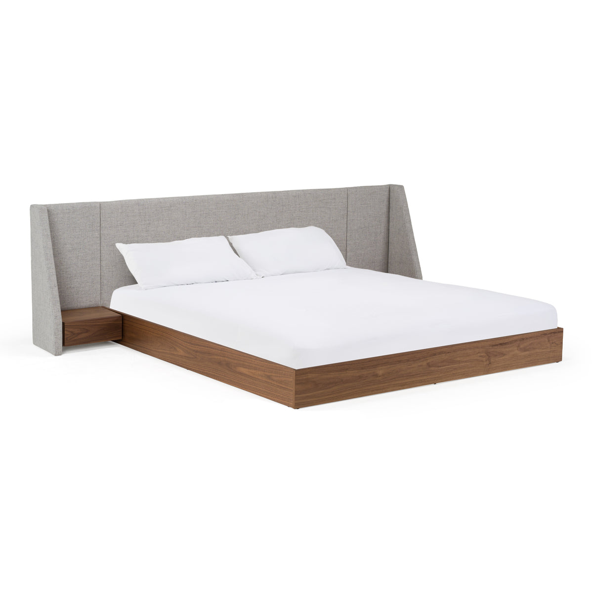Janice - Modern Grey Fabric and Walnut Bed and Nightstands by VIG Furniture - View 7