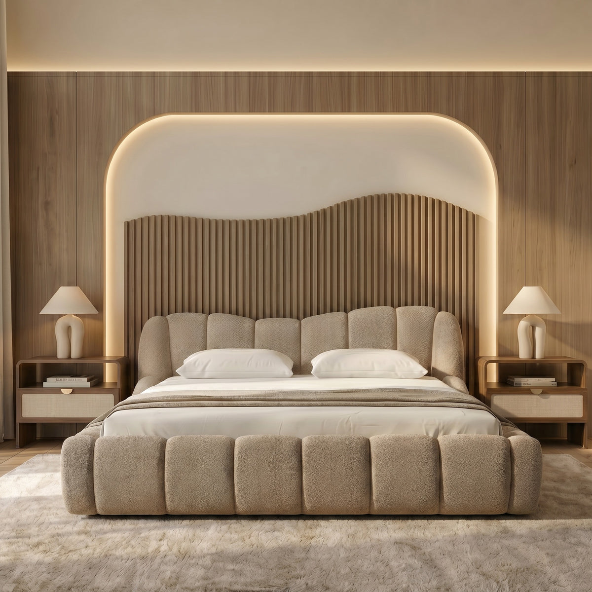 Janine - Modern Tan Fabric Bed by VIG Furniture - View 6