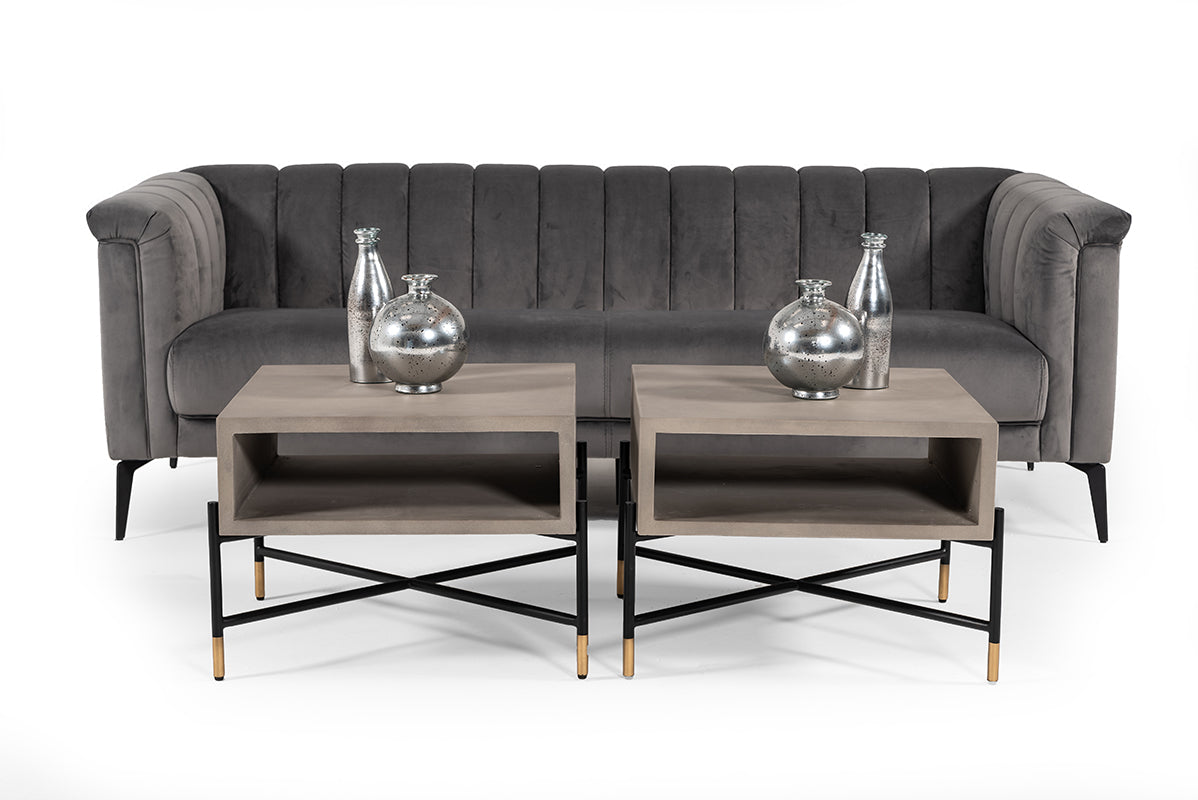Jeremy Modern Grey Velvet Sofa by VIG Furniture - View 2