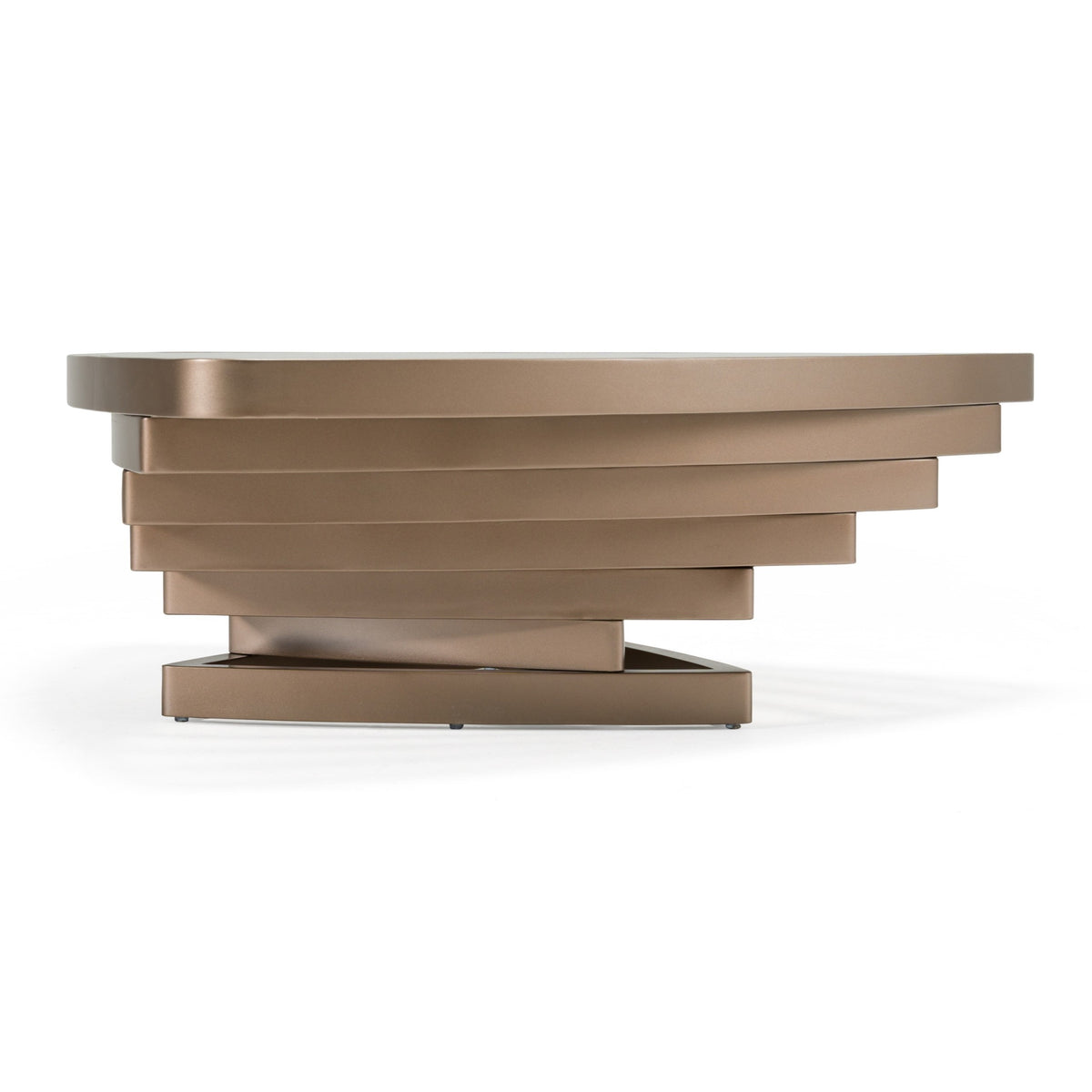 Jovial - Contemporary Brown Glass + Dark Gold Coffee Table by VIG Furniture - View 1