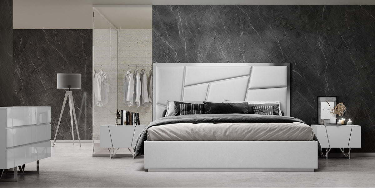 Chrysler Modern White Bonded Leather Bed by VIG Furniture - View 6
