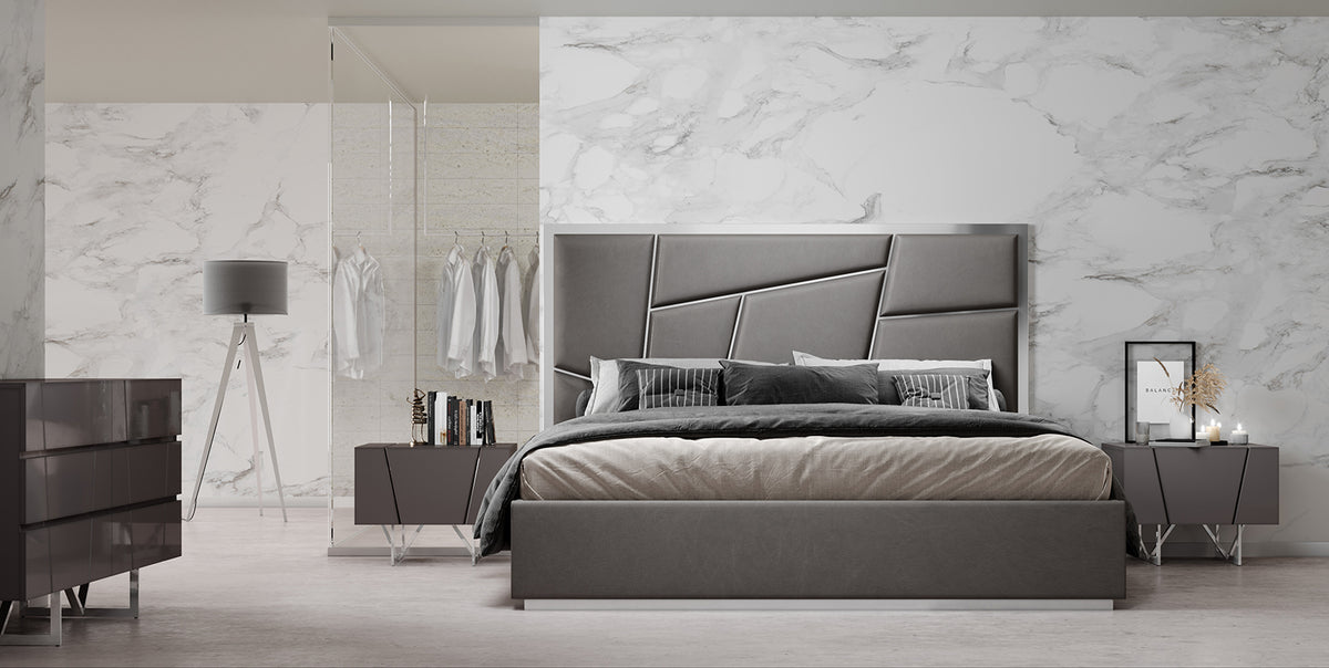 Chrysler Modern Grey Bonded Leather Bed by VIG Furniture - View 2