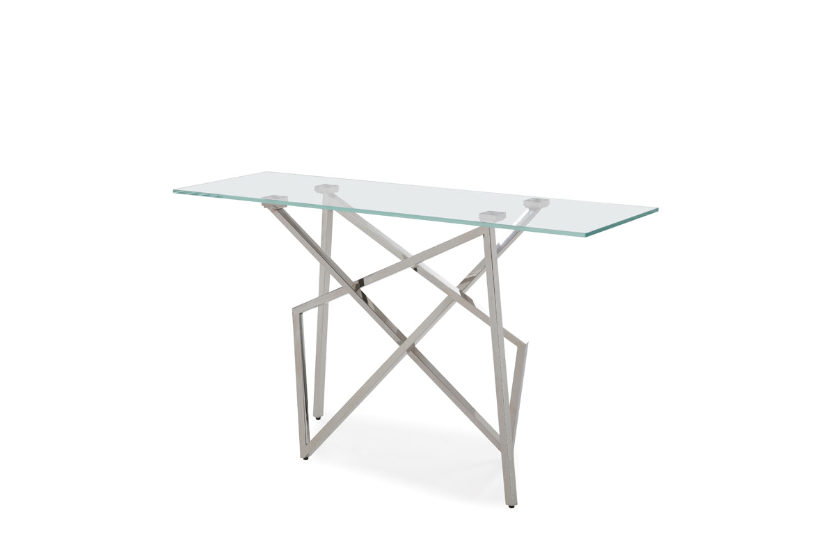 Hawkins Modern Glass & Stainless Steel Console Table by VIG Furniture - View 2