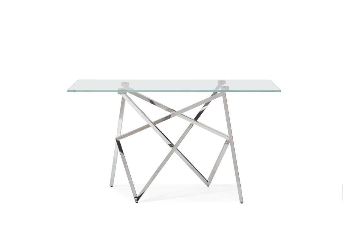 Hawkins Modern Glass & Stainless Steel Console Table by VIG Furniture - View 4