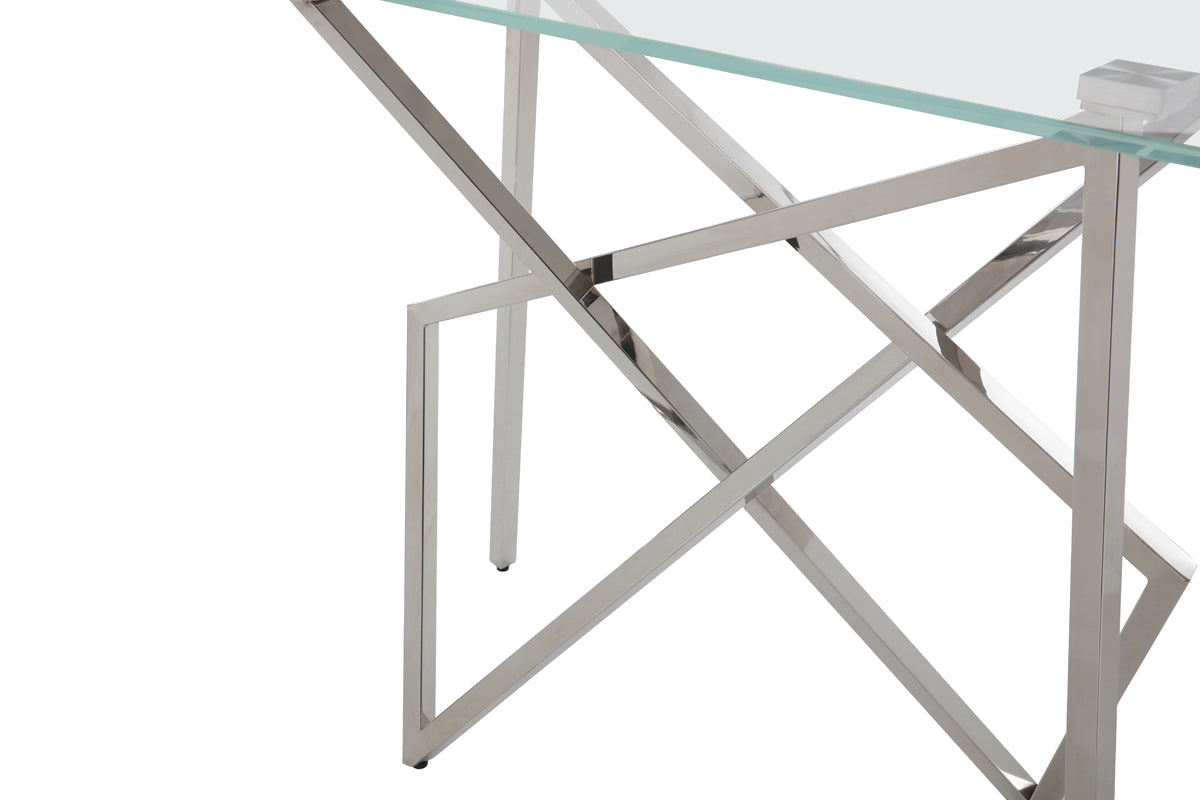 Hawkins Modern Glass & Stainless Steel Console Table by VIG Furniture - View 3