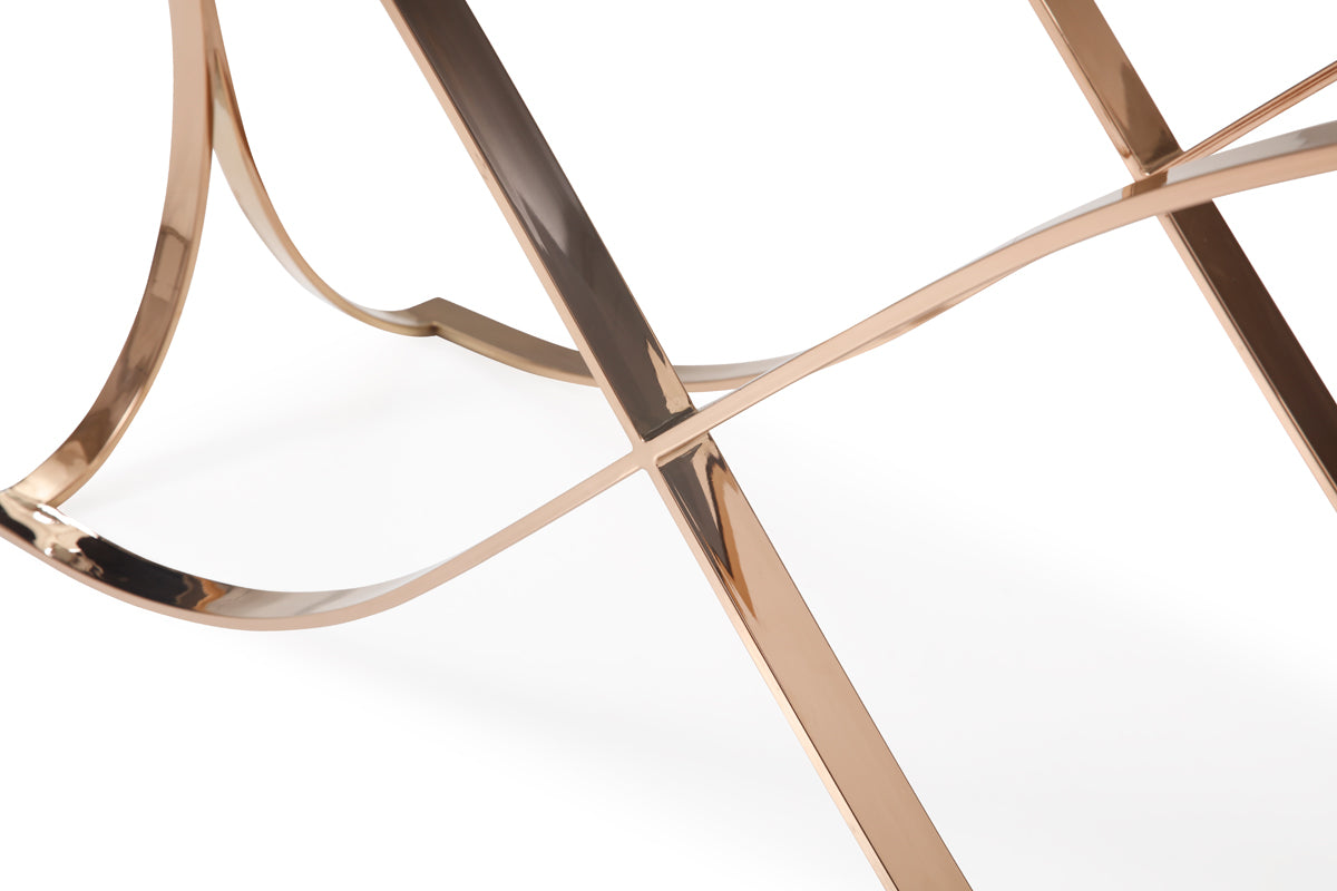 Reklaw Modern Smoked Glass & Rosegold Console Table by VIG Furniture - View 2