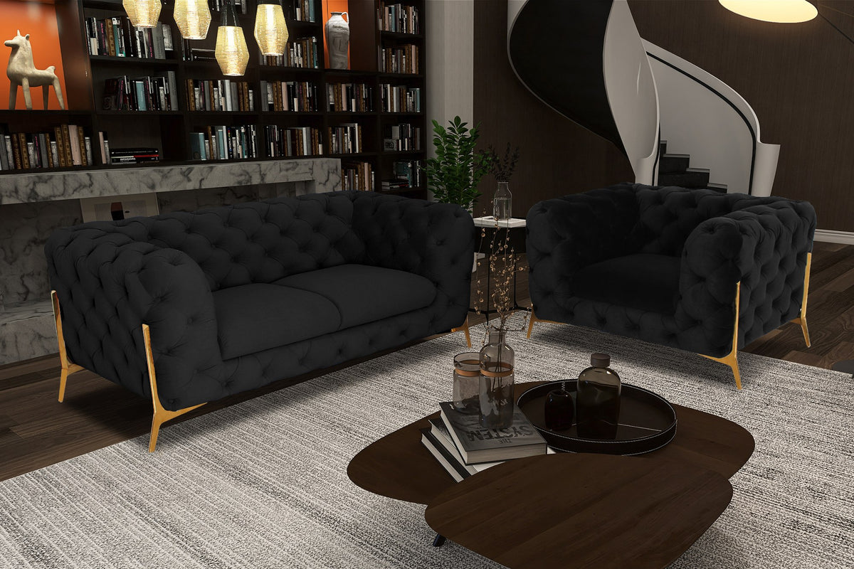 Quincey - Transitional Black Velvet Loveseat by VIG Furniture - View 2