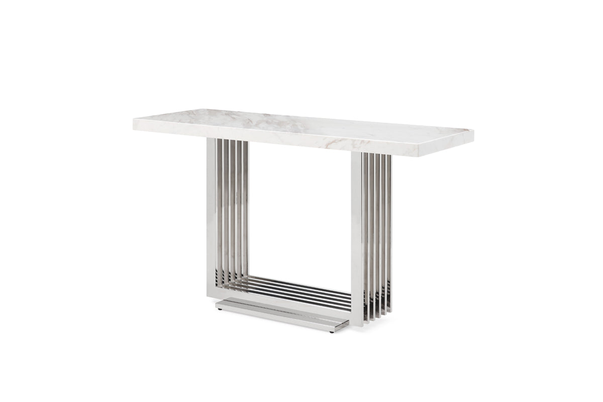 Kingsley Modern Marble & Stainless Steel Console Table by VIG Furniture - View 5