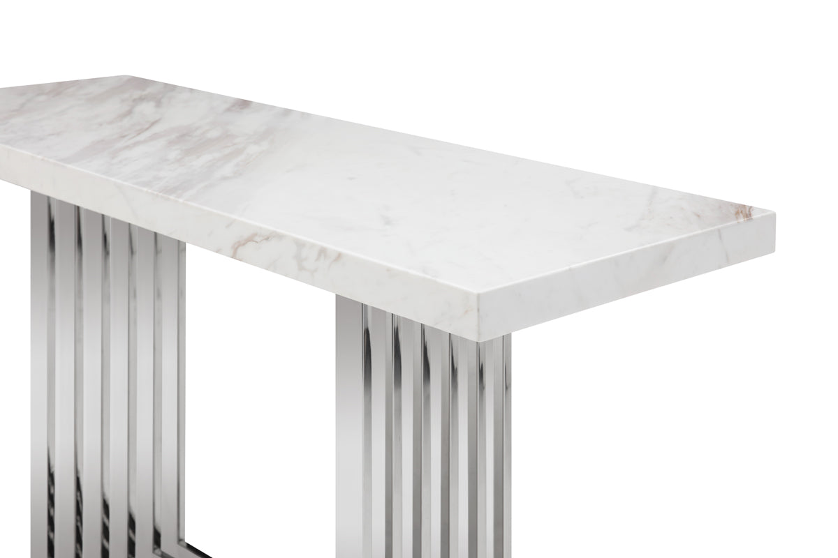 Kingsley Modern Marble & Stainless Steel Console Table by VIG Furniture - View 2