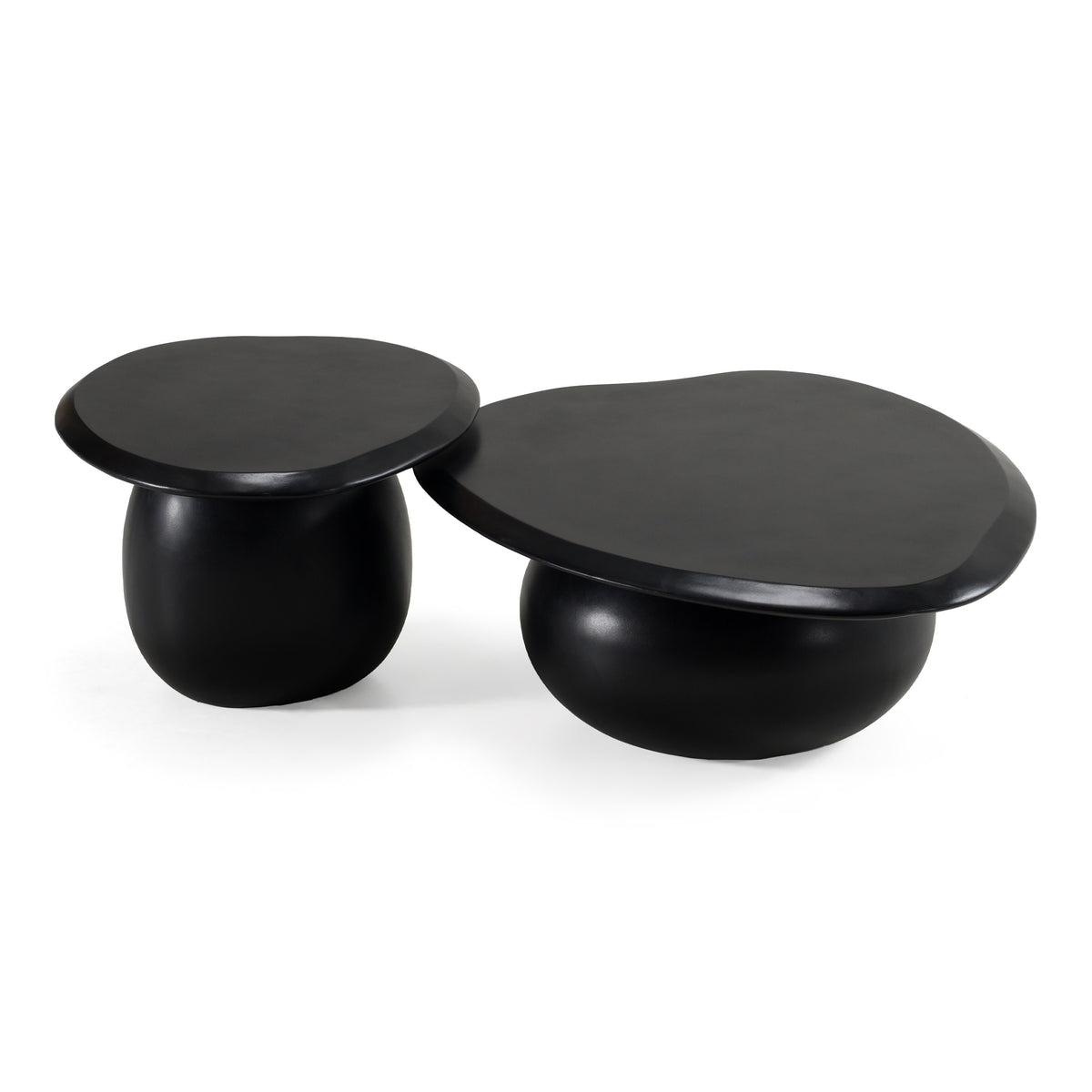Kalvin - Modern Black Concrete Nesting Coffee Table Set by VIG Furniture - View 2