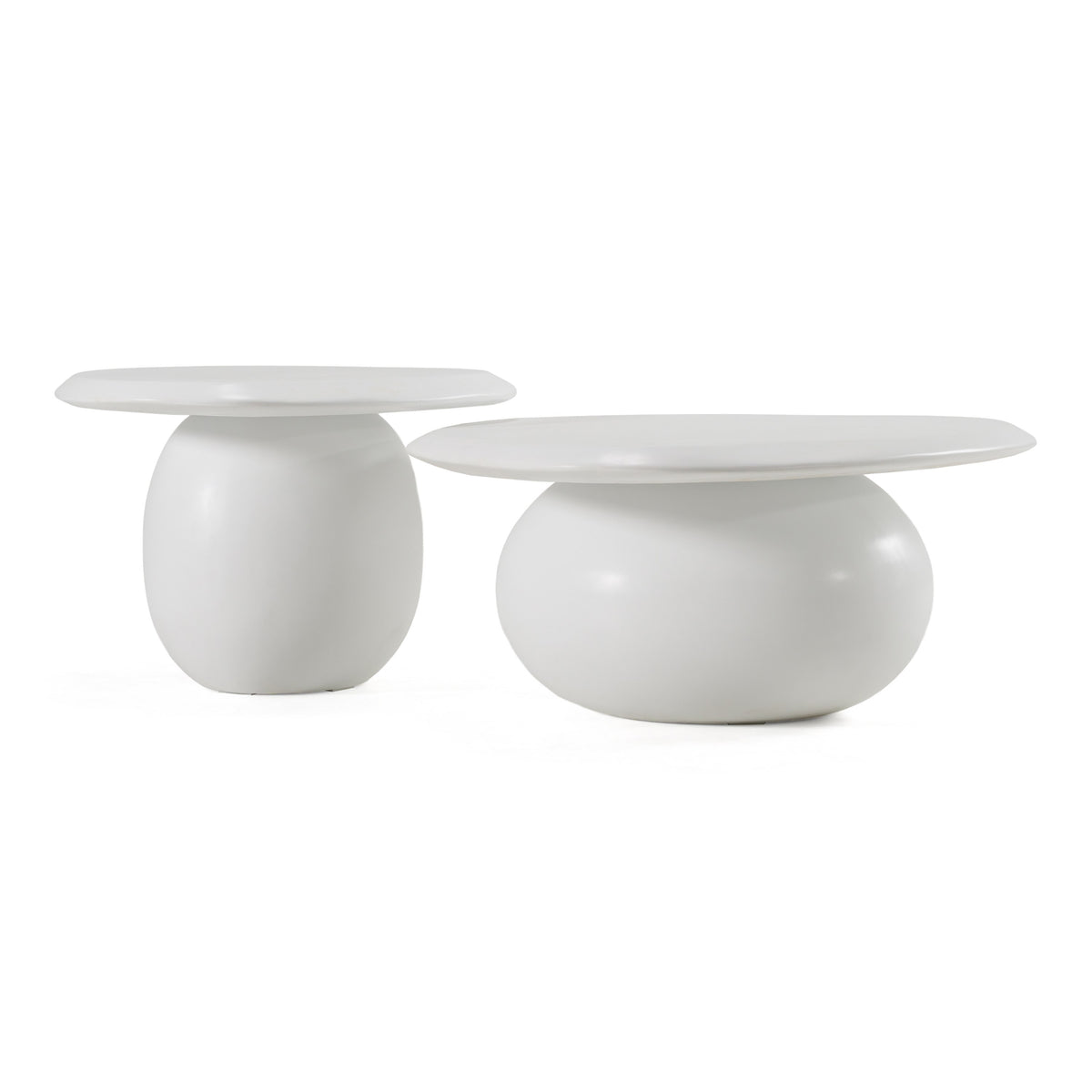 Kalvin - Modern Ivory Concrete Nesting Coffee Table Set by VIG Furniture - View 1