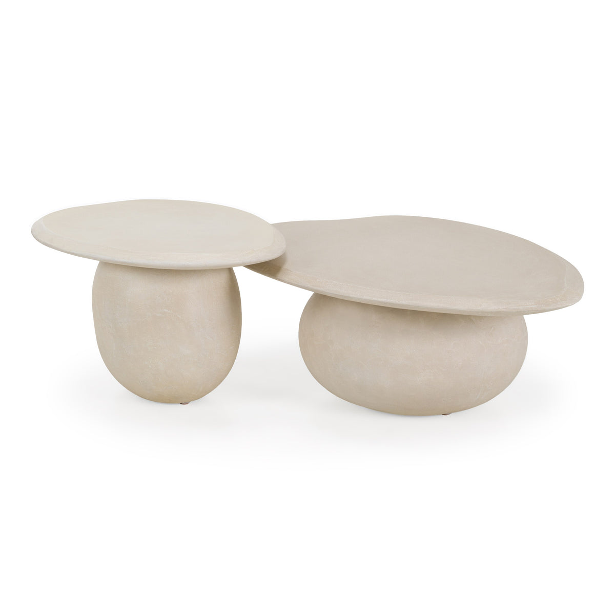 Kalvin - Modern Beige Fiberform Nesting Coffee Table Set by VIG Furniture - View 2