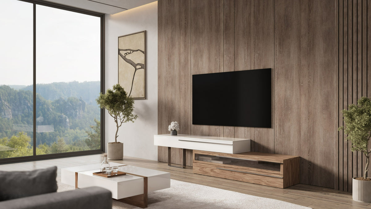 Karlstad - Modern White + Walnut TV Stand by VIG Furniture - View 6