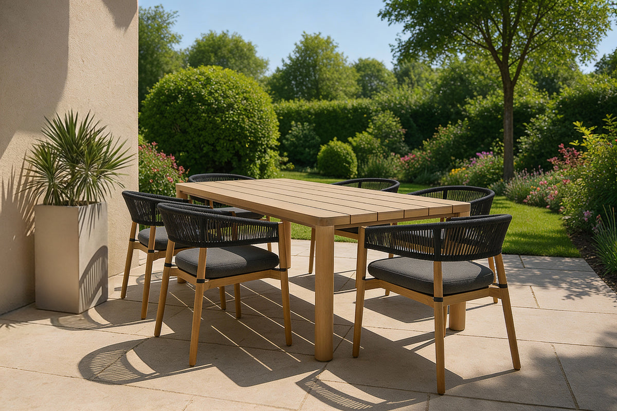 Evora - Outdoor Eucalyptus Rectangular Dining Table by VIG Furniture - View 2