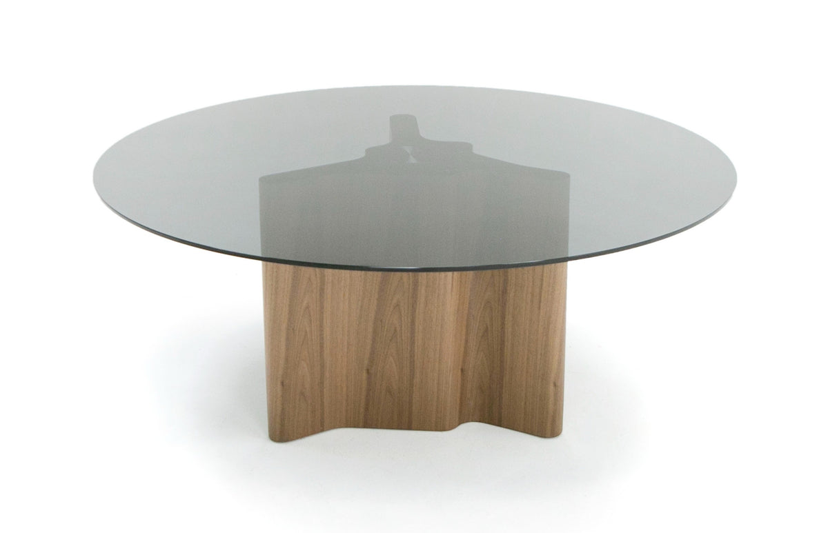 Kaye - Modern Walnut + Glass 71" Round Dining Table by VIG Furniture - View 3