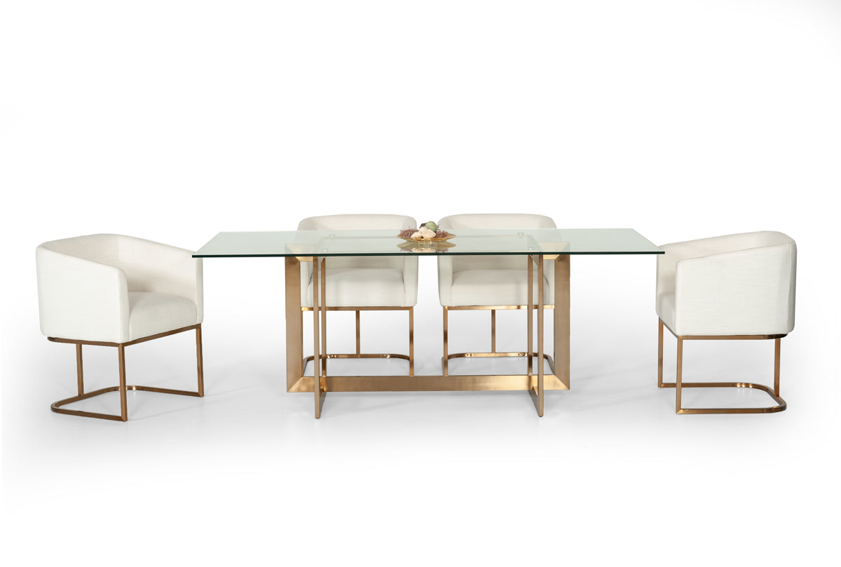 Keaton Modern Glass & Brass Dining Table by VIG Furniture - View 3
