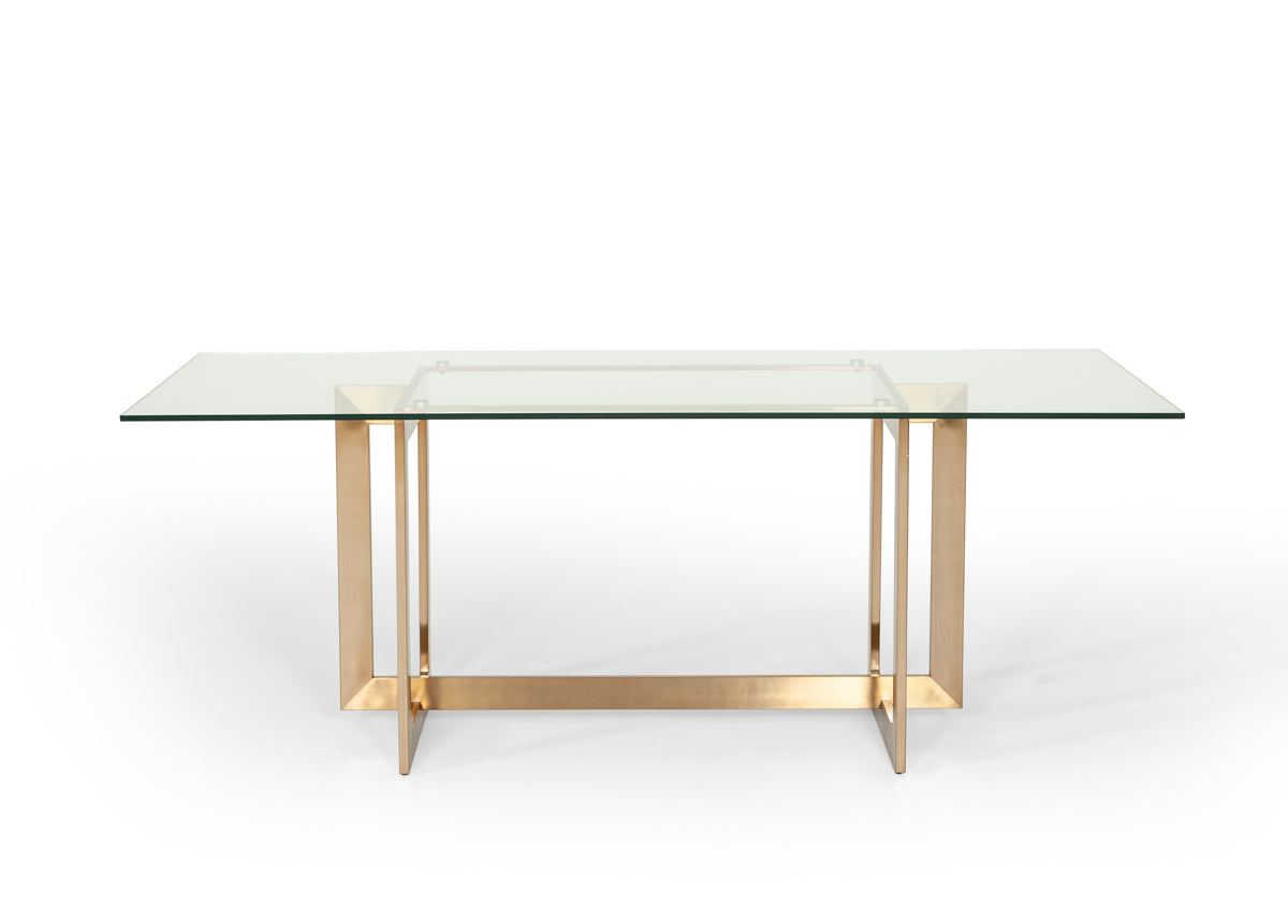 Keaton Modern Glass & Brass Dining Table by VIG Furniture - View 6