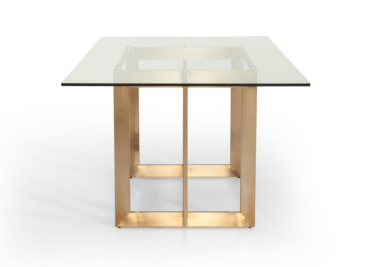 Keaton Modern Glass & Brass Dining Table by VIG Furniture - View 5