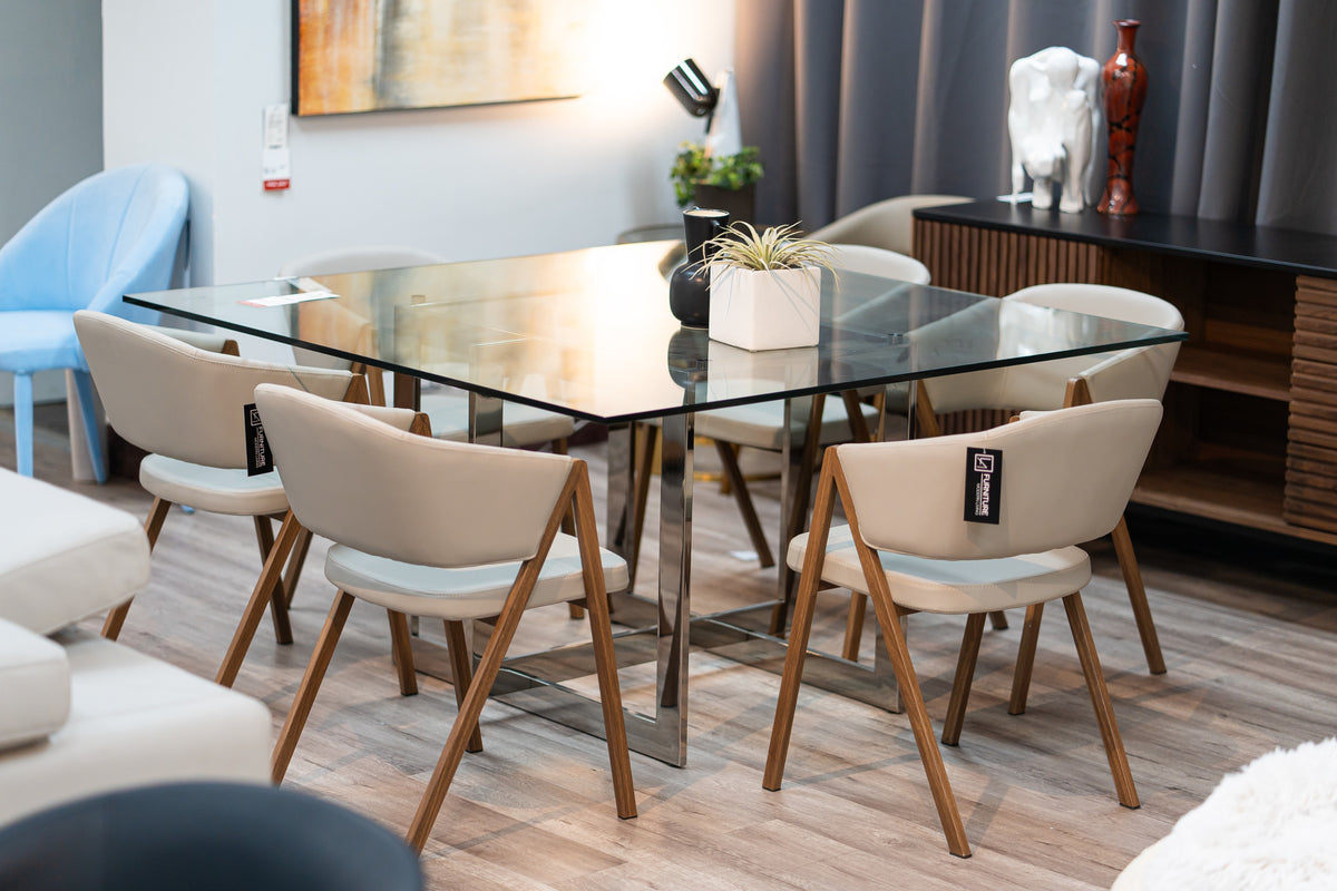 Keaton - Square Modern Glass + Stainless Steel Dining Table by VIG Furniture - View 7