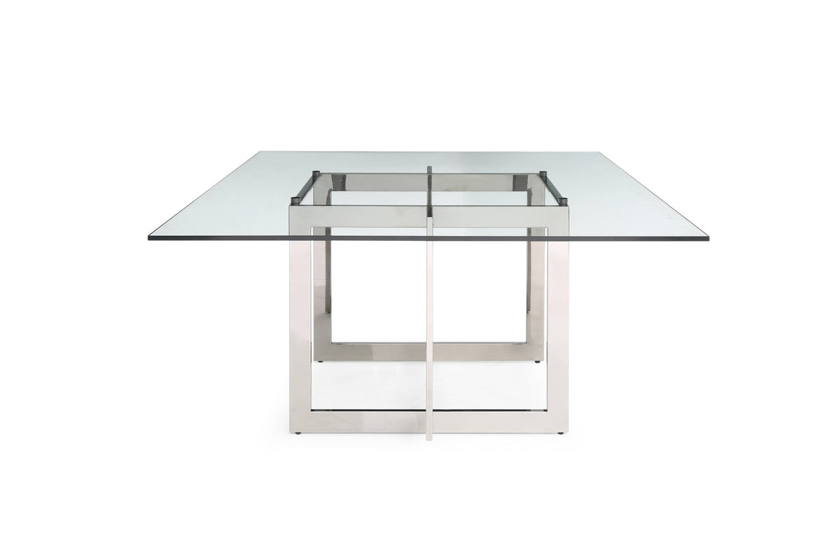 Keaton - Square Modern Glass + Stainless Steel Dining Table by VIG Furniture - View 6