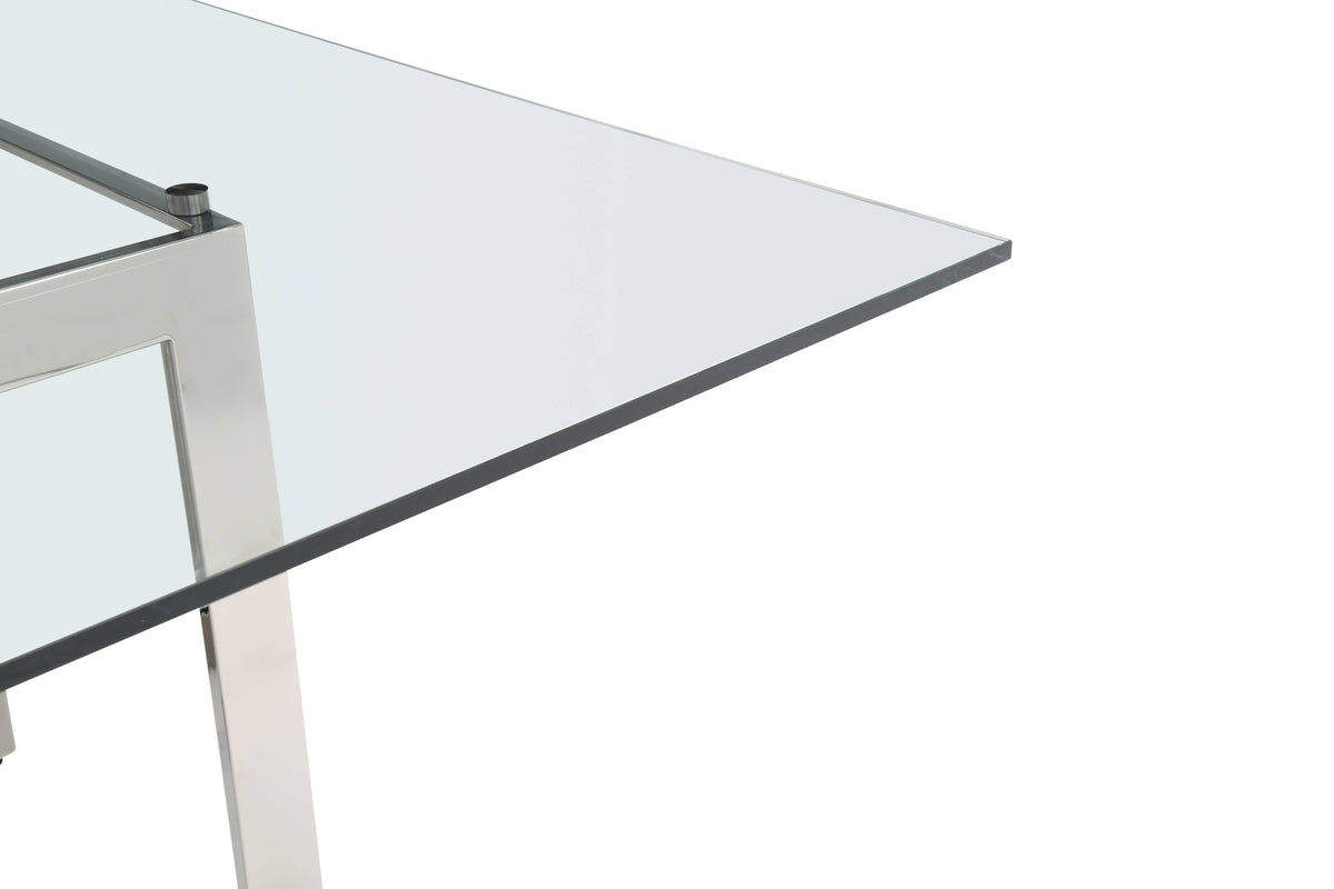 Keaton - Square Modern Glass + Stainless Steel Dining Table by VIG Furniture - View 4