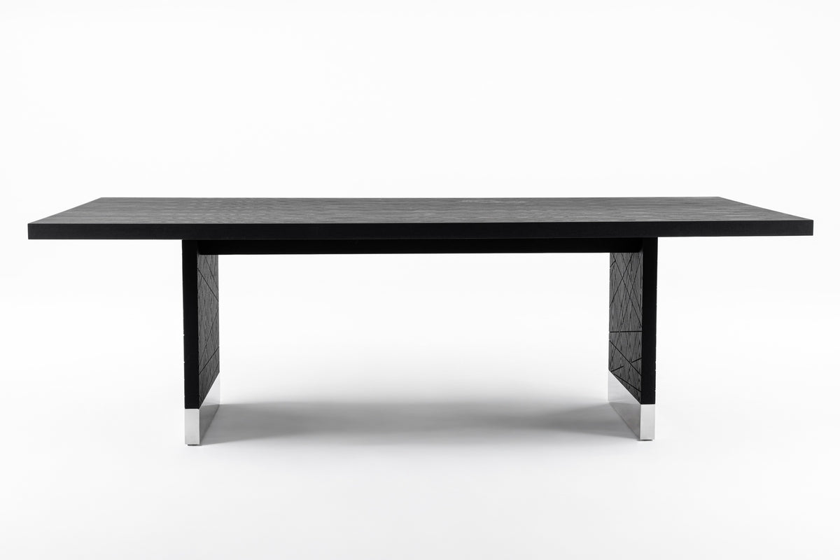 Kenda - Modern Black Ash + Stainless Steel Dining Table by VIG Furniture - View 2