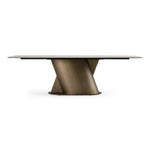 Kiefer - Modern Faux Travertine Ceramic + Bronze Dining Table by VIG Furniture - View 1
