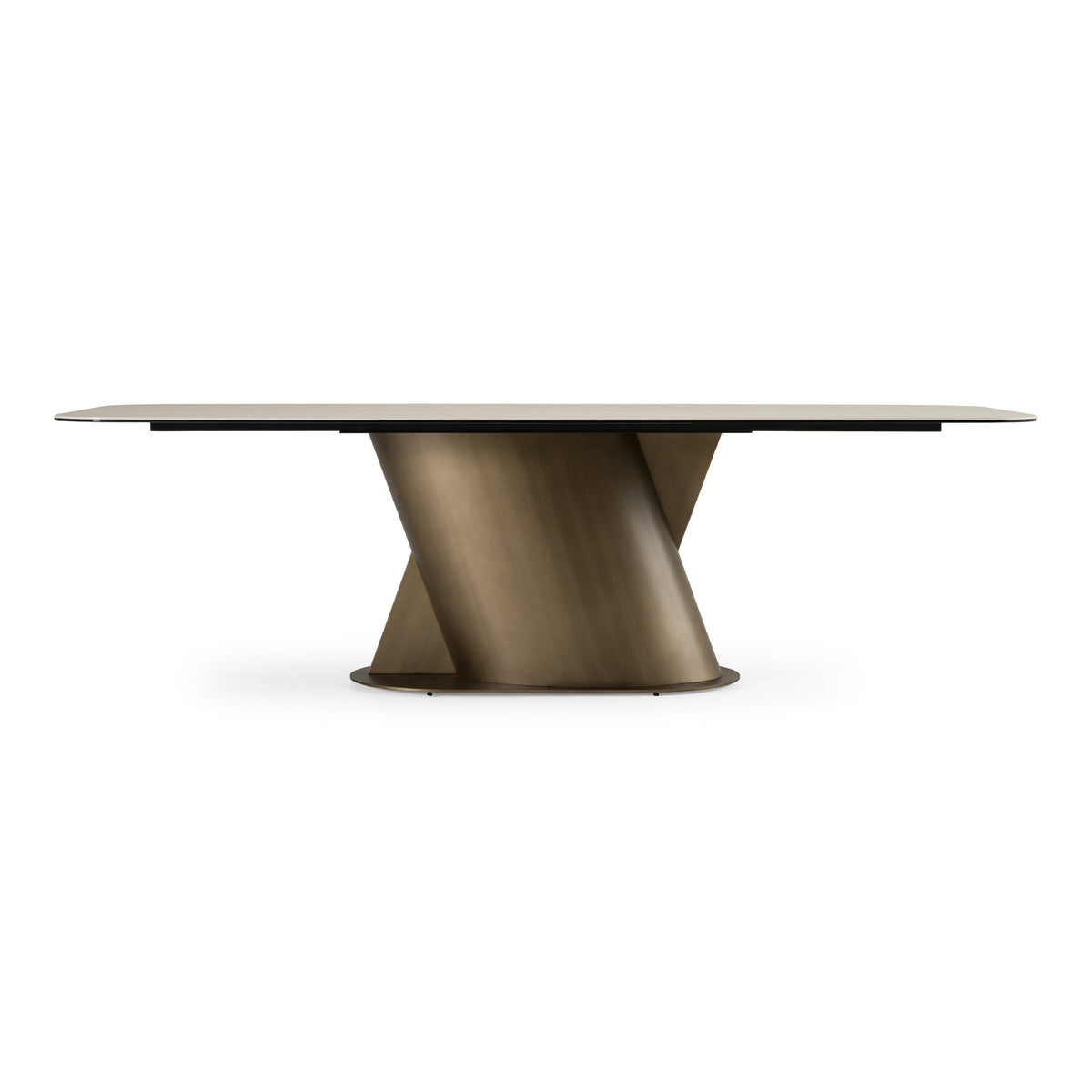 Kiefer - Modern Faux Travertine Ceramic + Bronze Dining Table by VIG Furniture - View 1