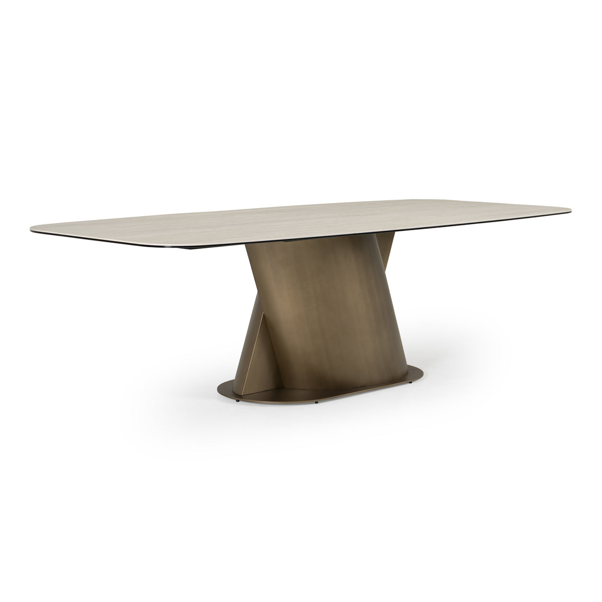 Kiefer - Modern Faux Travertine Ceramic + Bronze Dining Table by VIG Furniture - View 3