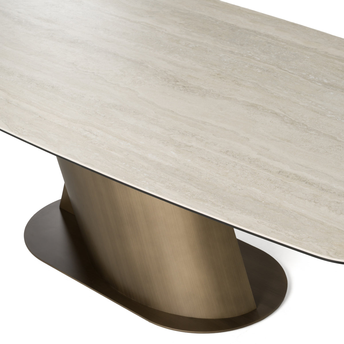 Kiefer - Modern Faux Travertine Ceramic + Bronze Dining Table by VIG Furniture - View 6