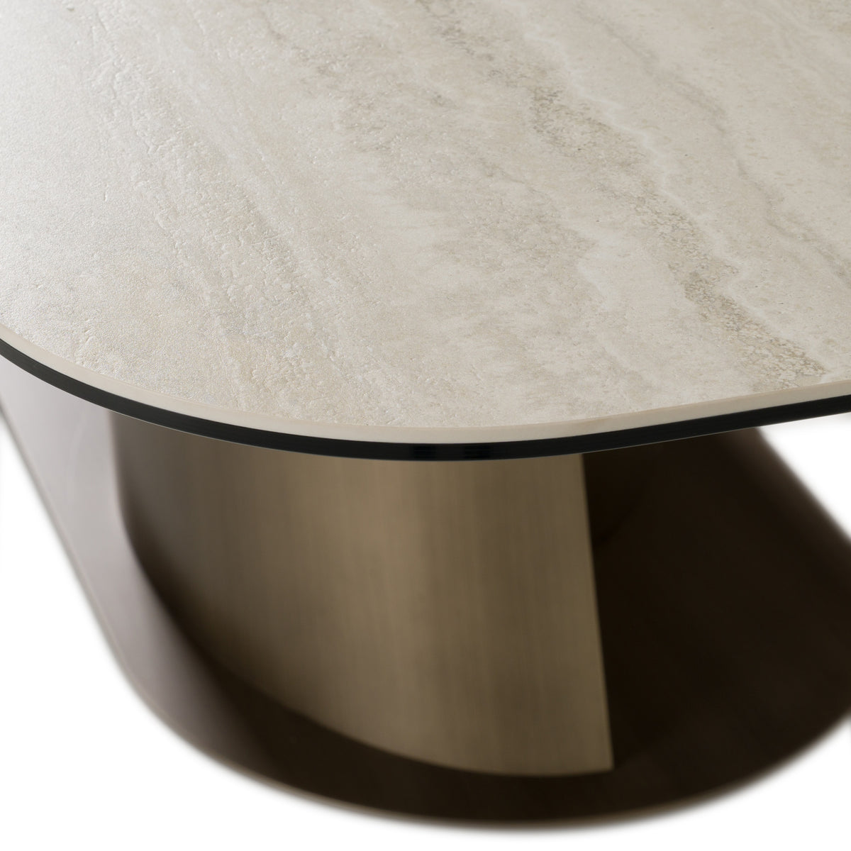 Kiefer - Modern Faux Travertine Ceramic + Bronze Dining Table by VIG Furniture - View 7