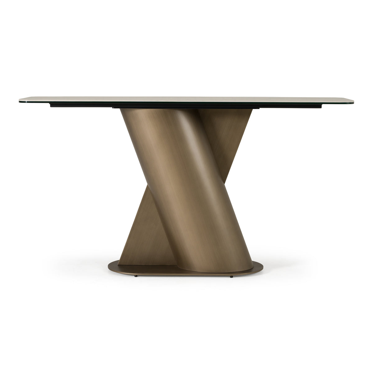 Kiefer - Modern Faux Travertine Ceramic + Bronze Console Table by VIG Furniture - View 1